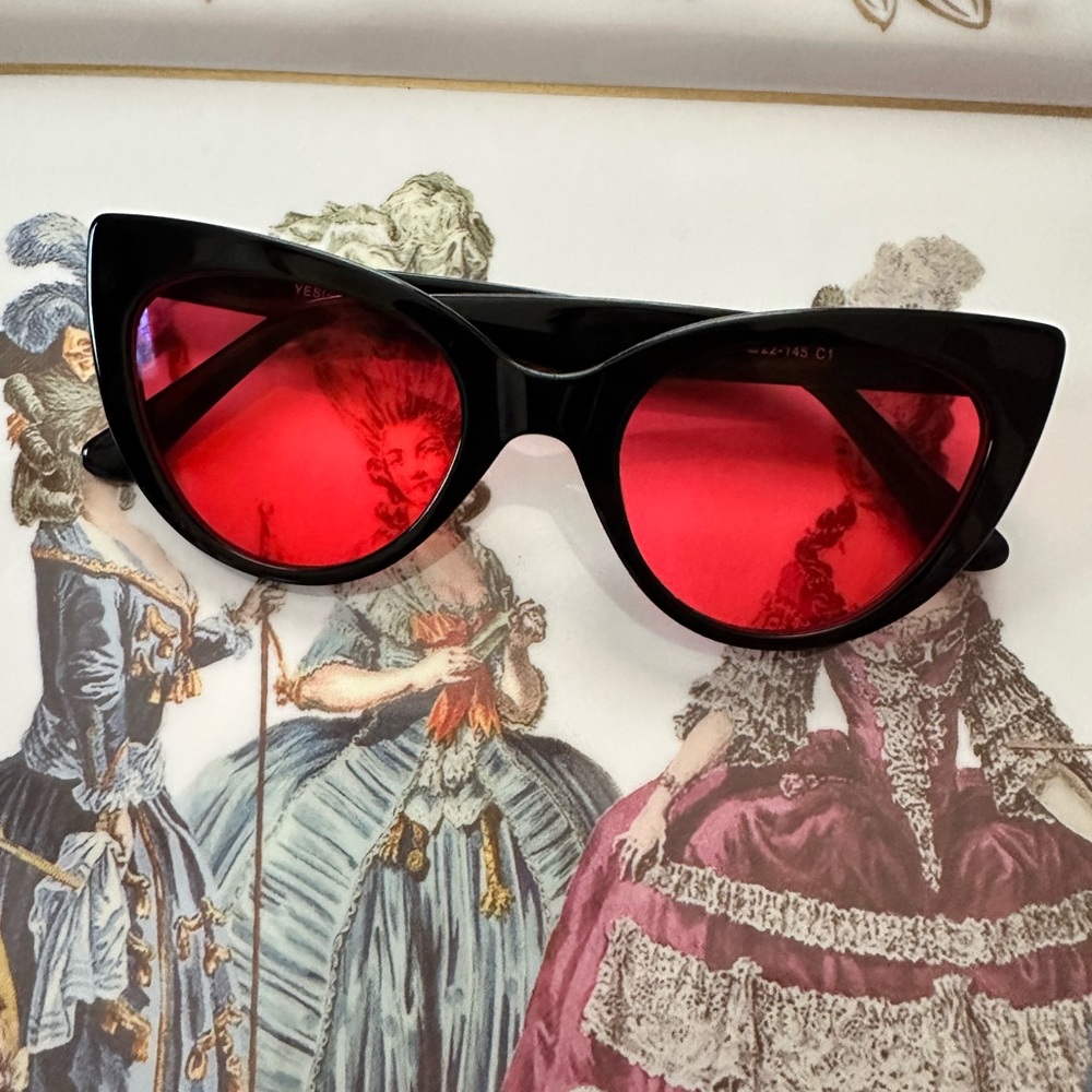 Yesglasses red lens cat eye sunglasses